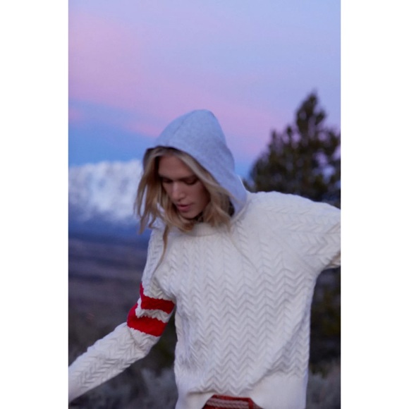 Anthropologie Central Park West Striped Cable-Knit Sweater Hoodie NWT Size Large - Picture 4 of 8